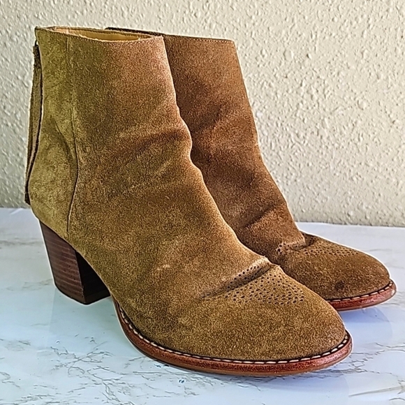 Anthropologie | Schuler And Sons Philadelphia Leather Suede Booties - Picture 1 of 12